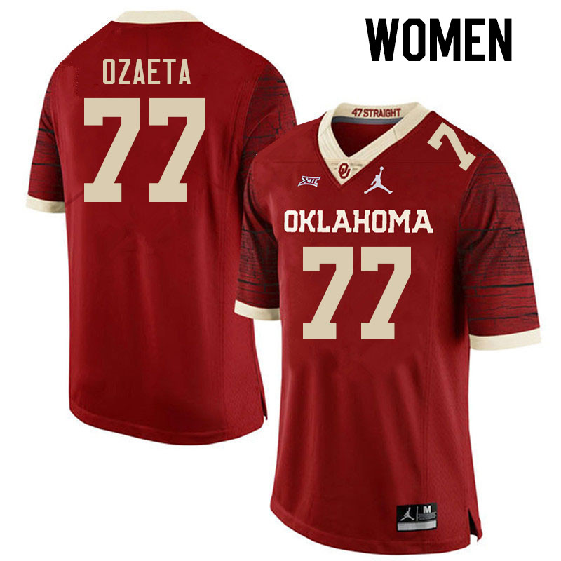 Women #77 Heath Ozaeta Oklahoma Sooners College Football Jerseys Stitched Sale-Retro